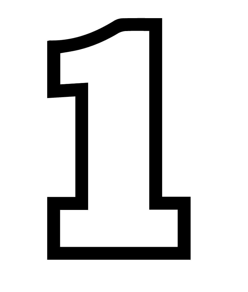 Desenho de Imagem de Número 1 para Colorir e Pintar