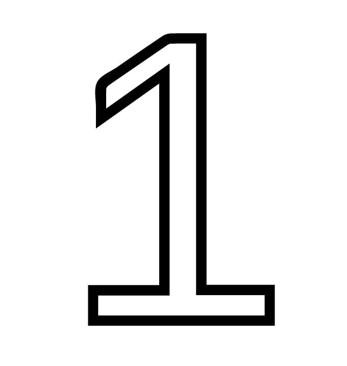 Desenho de Número 1 Básico para Colorir e Pintar