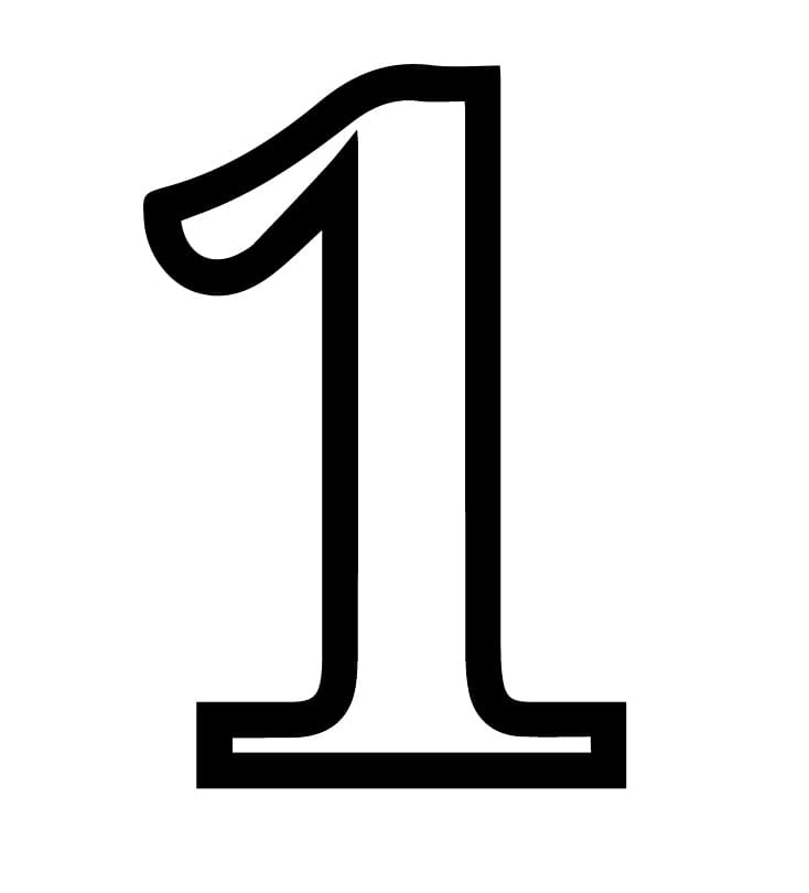 Desenho de Número 1 Fácil para Colorir e Pintar