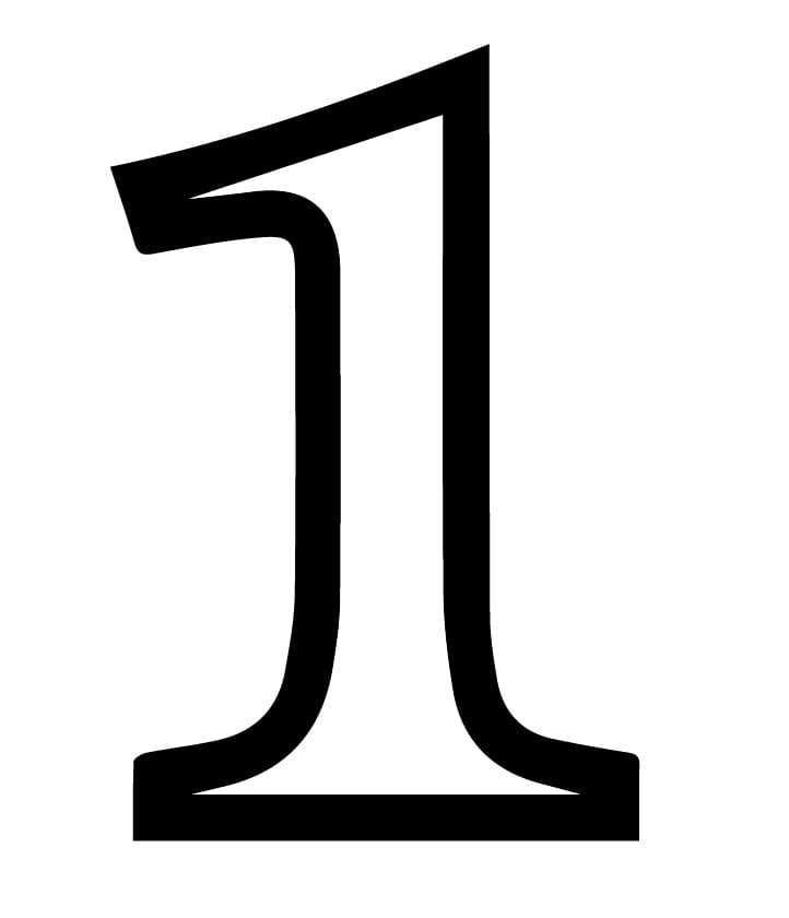 Desenho de Número 1 Perfeito para Colorir e Pintar