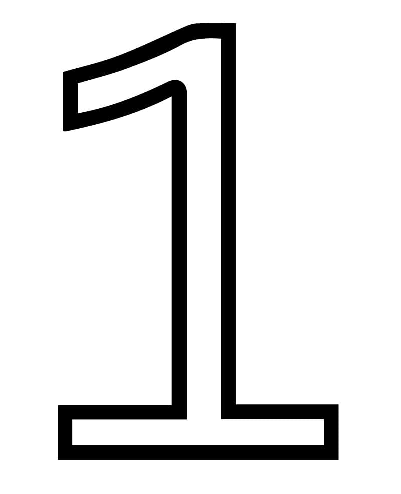 Desenho de Pintura de Número 1 para Colorir e Pintar