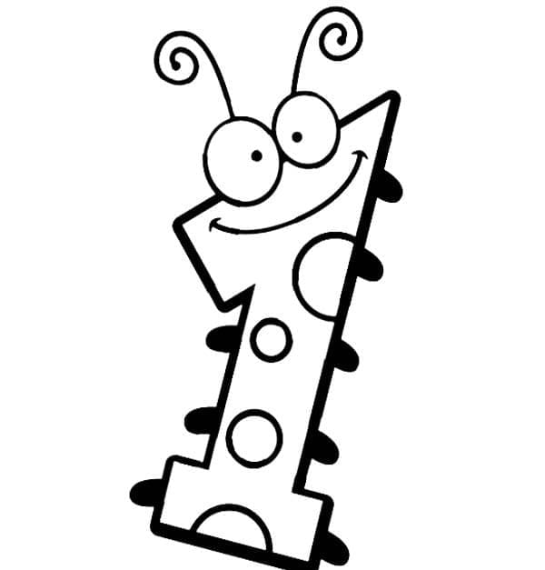 Desenho de Bonito Número 1 para Colorir e Pintar