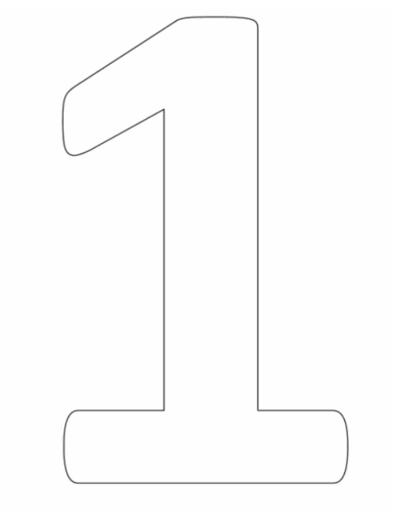 Desenho de Número 1 Simples para Colorir e Pintar