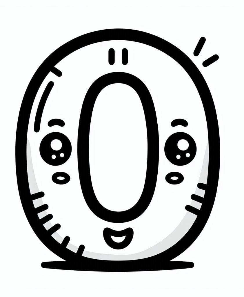 Desenho de Lindo Número 0 para Colorir e Pintar