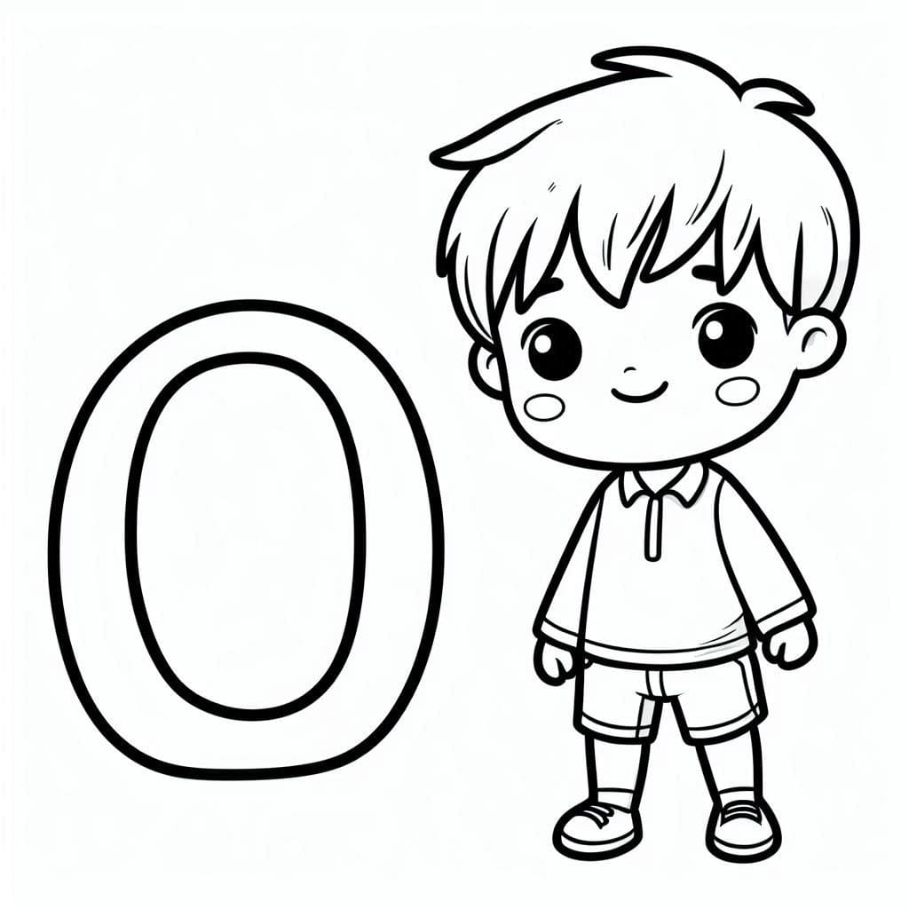 Desenho de Menino com Número 0 para Colorir e Pintar