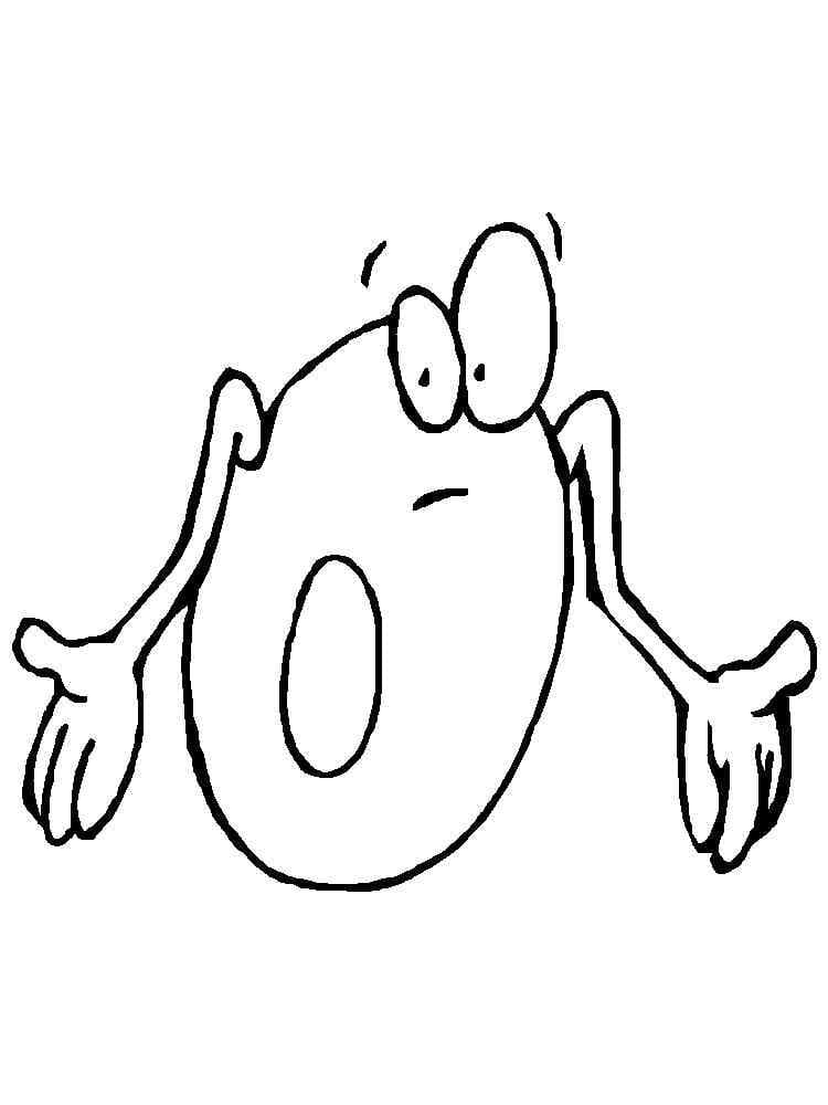 Desenho de Número 0 Engraçado para Colorir1 e Pintar