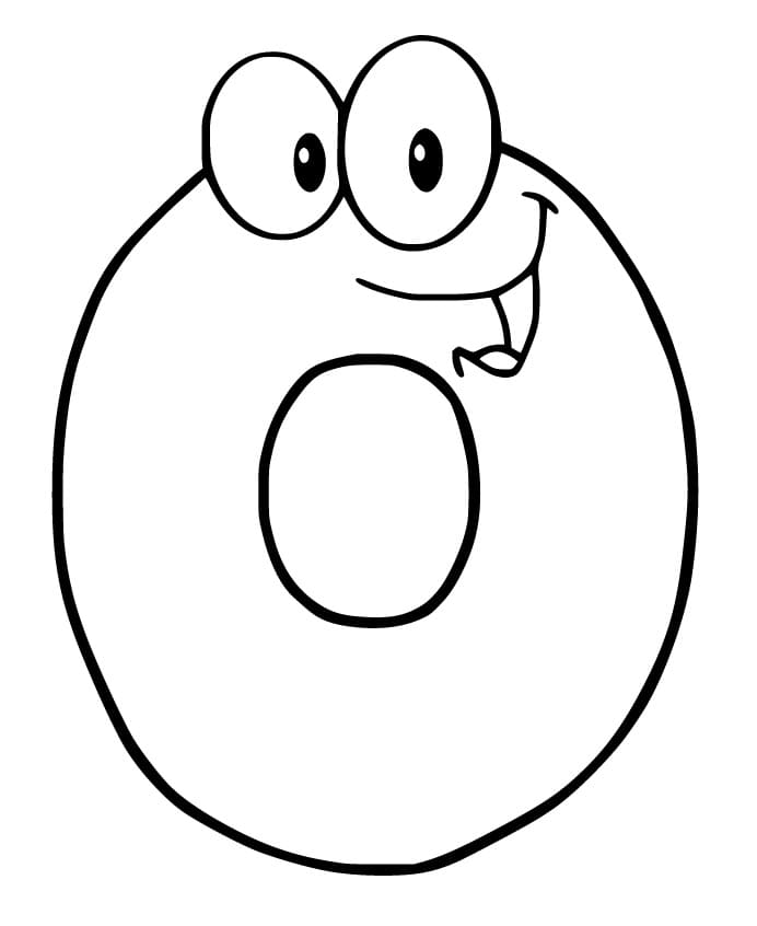 Desenho de Número 0 Feliz para Colorir1 e Pintar