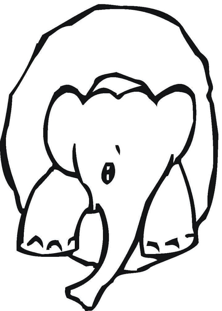 Desenho de Número 0 e Elefante para Colorir e Pintar
