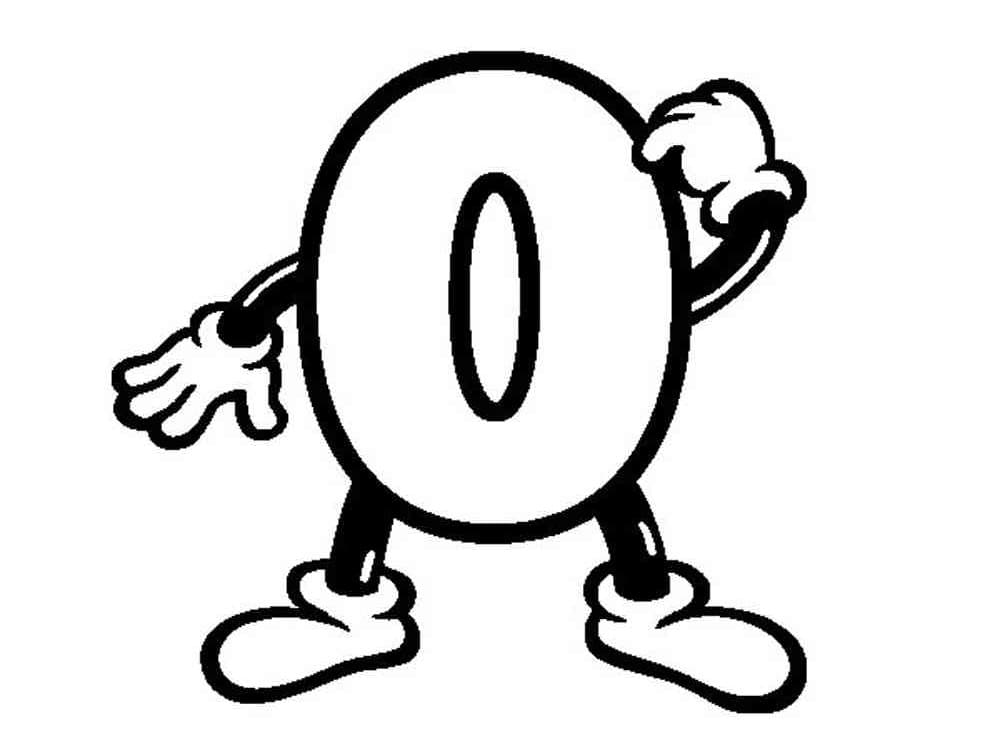Desenho de Número 0 Grátis para Colorir e Pintar
