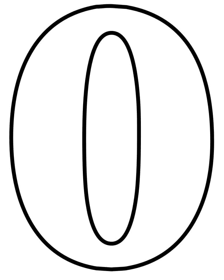 Desenho de Número 0 Muito Simples para Colorir e Pintar