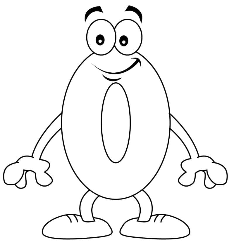 Desenho de Número 0 Sorrindo para Colorir e Pintar