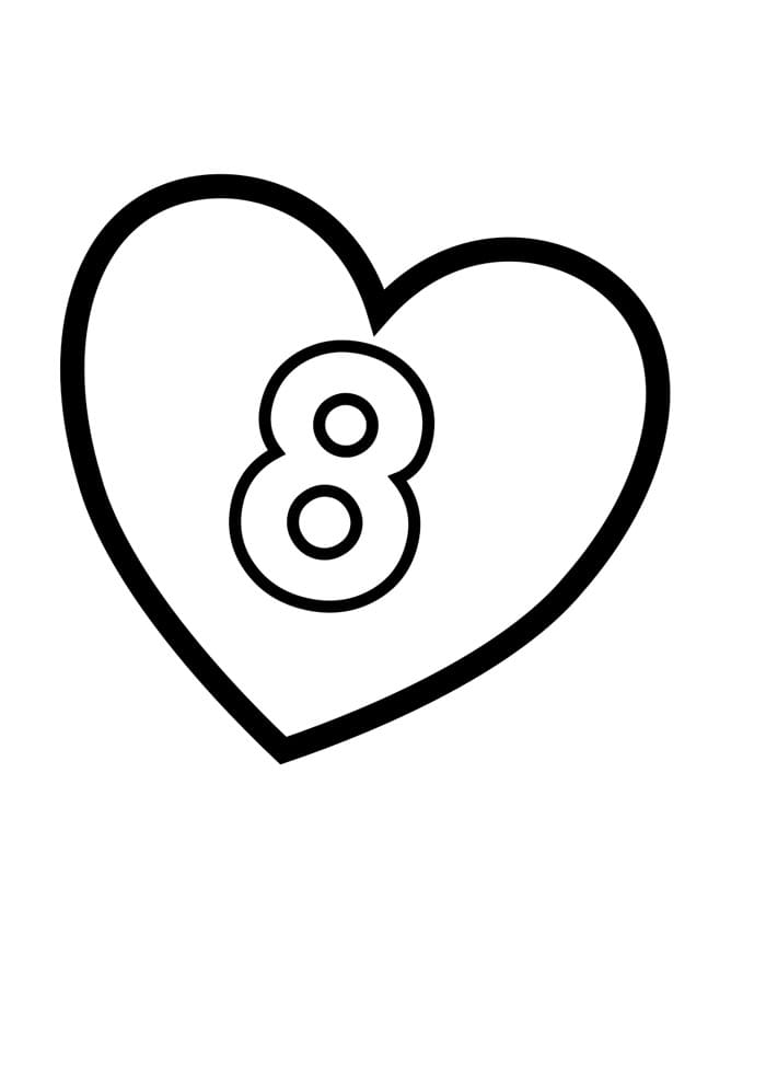Desenho de Número 8 Ilustrado para Colorir e Pintar