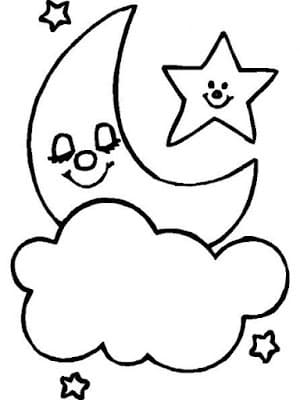 Desenho de Nuvem Grátis para Crianças para Colorir e Pintar