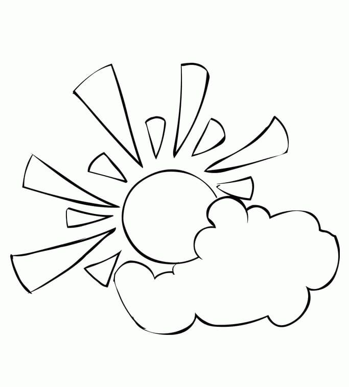 Desenho de Nuvem Imprimivel Grátis para Colorir e Pintar