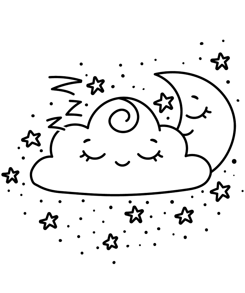 Desenho de Nuvem Atividades para Imprimir e Pintar