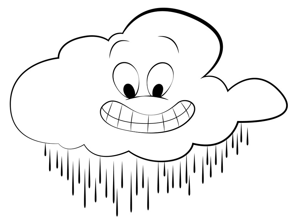 Desenho de Nuvem Detalhada para Colorir e Pintar