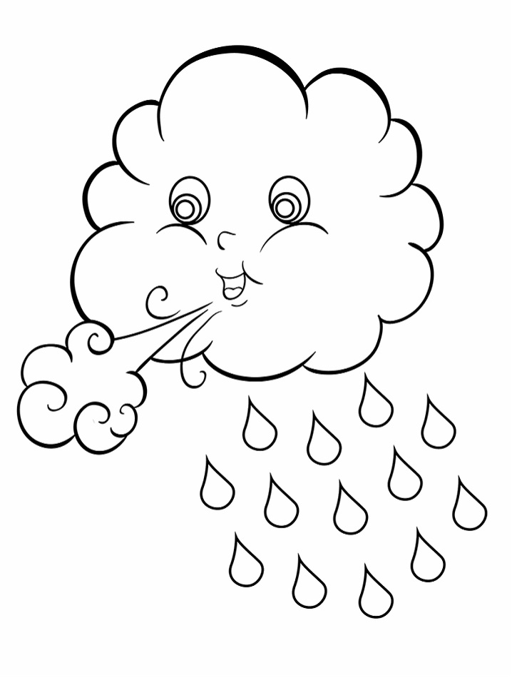 Desenho de Nuvem Engracada para Colorir e Pintar