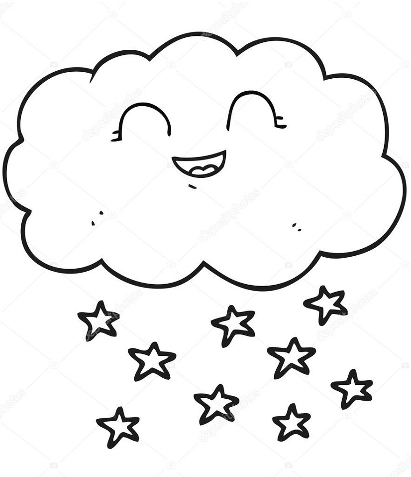 Desenho de Nuvem Pintura Lápis de Cor e Pintar