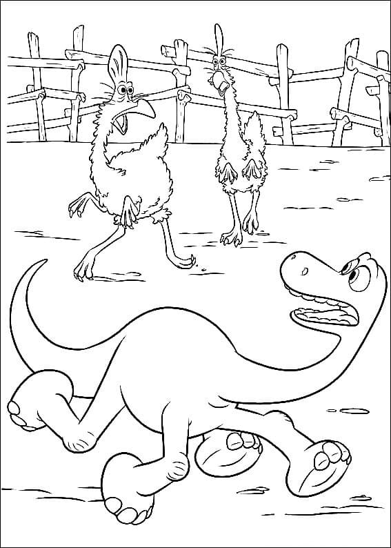 Desenho dos Personagens de o Bom Dinossauro para Colorir e Pintar