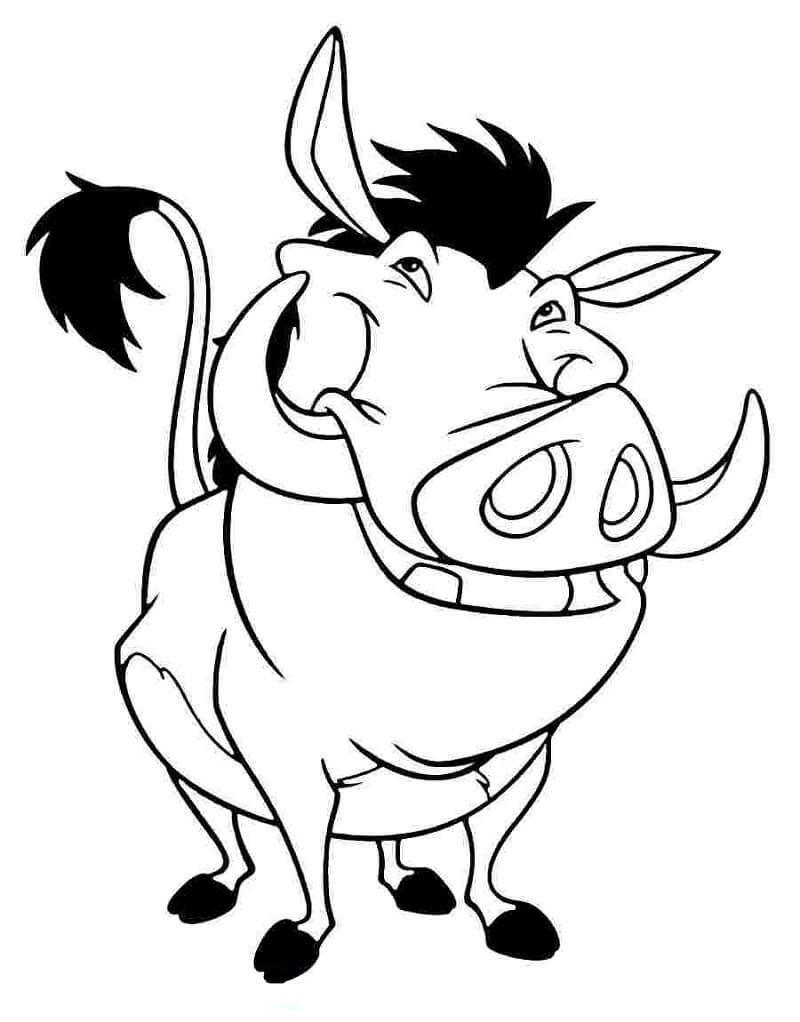 Desenho de Pumba Rei Leão para Colorir e Pintar