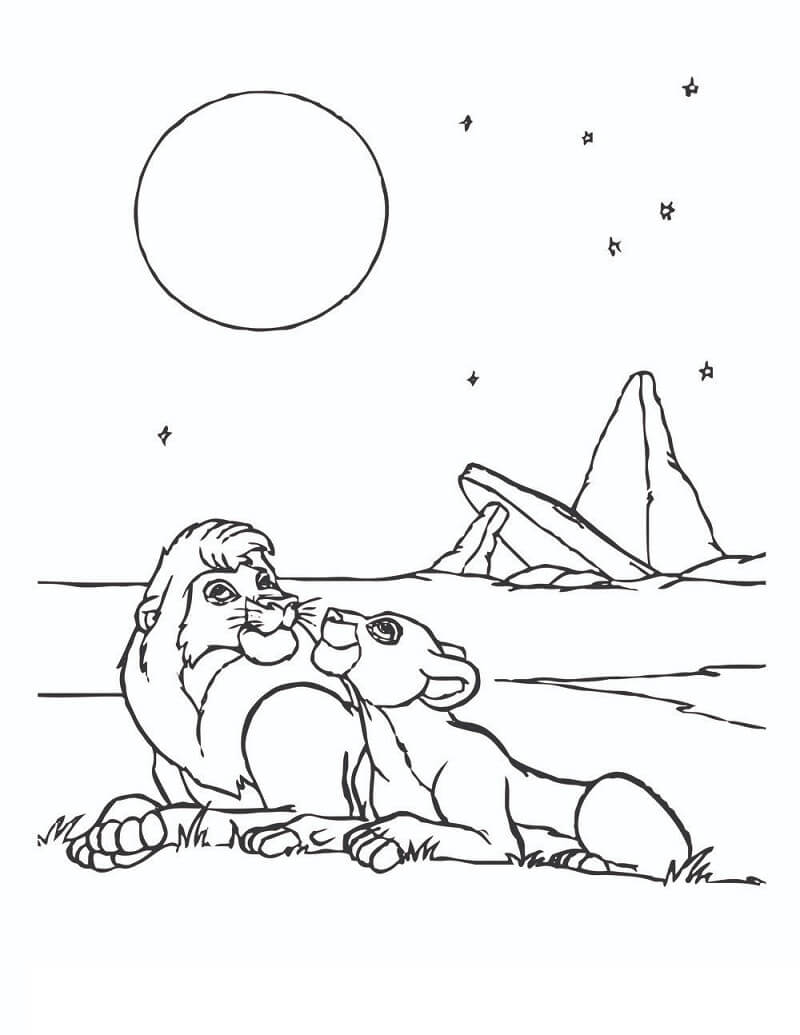 Desenho Simba e Nala para Colorir Pdf Grátis e Pintar