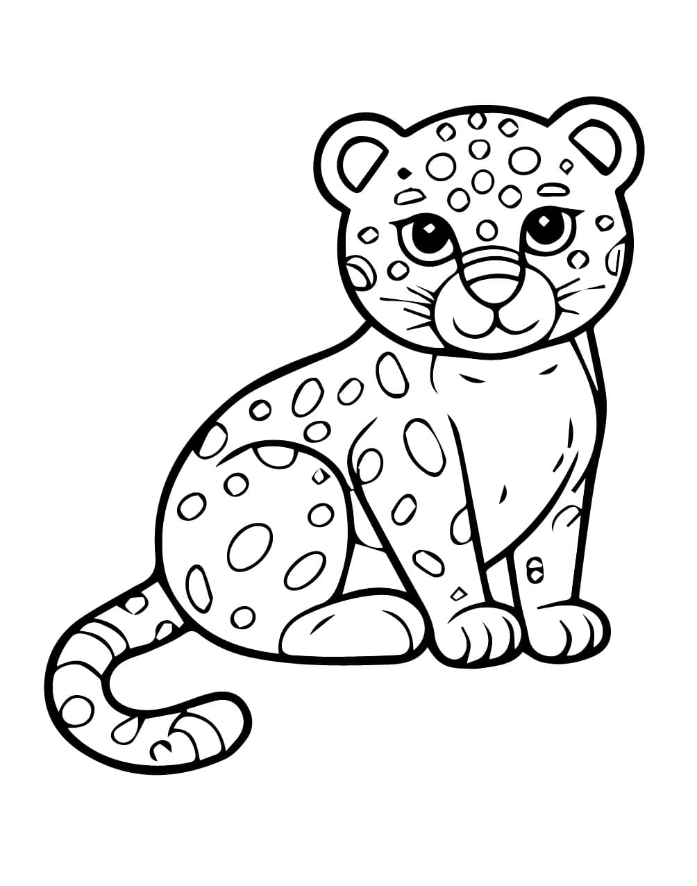 Desenho de Onça Feliz para Colorir e Pintar