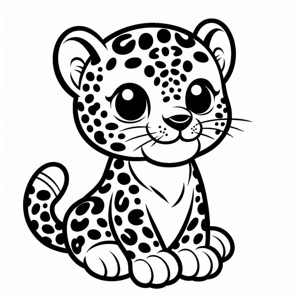Desenho de Onça Fofa para Colorir e Pintar