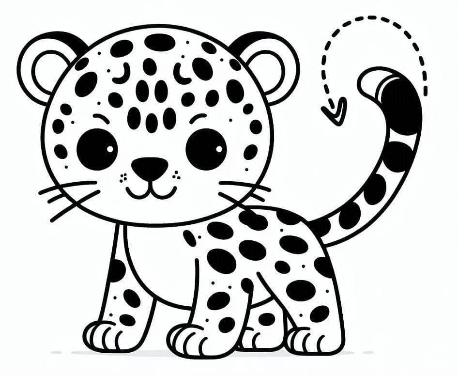 Desenho de Onça Muito Fofa para Colorir e Pintar