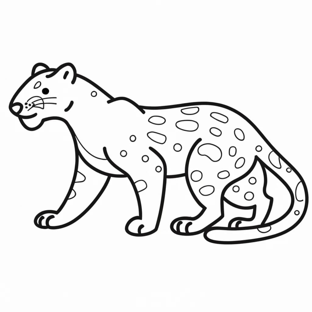 Desenho de Onça Simples para Colorir e Pintar