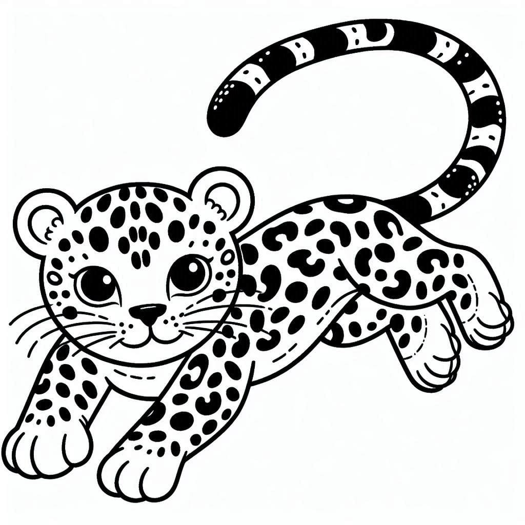Desenho de uma Onça Feliz para Colorir e Pintar