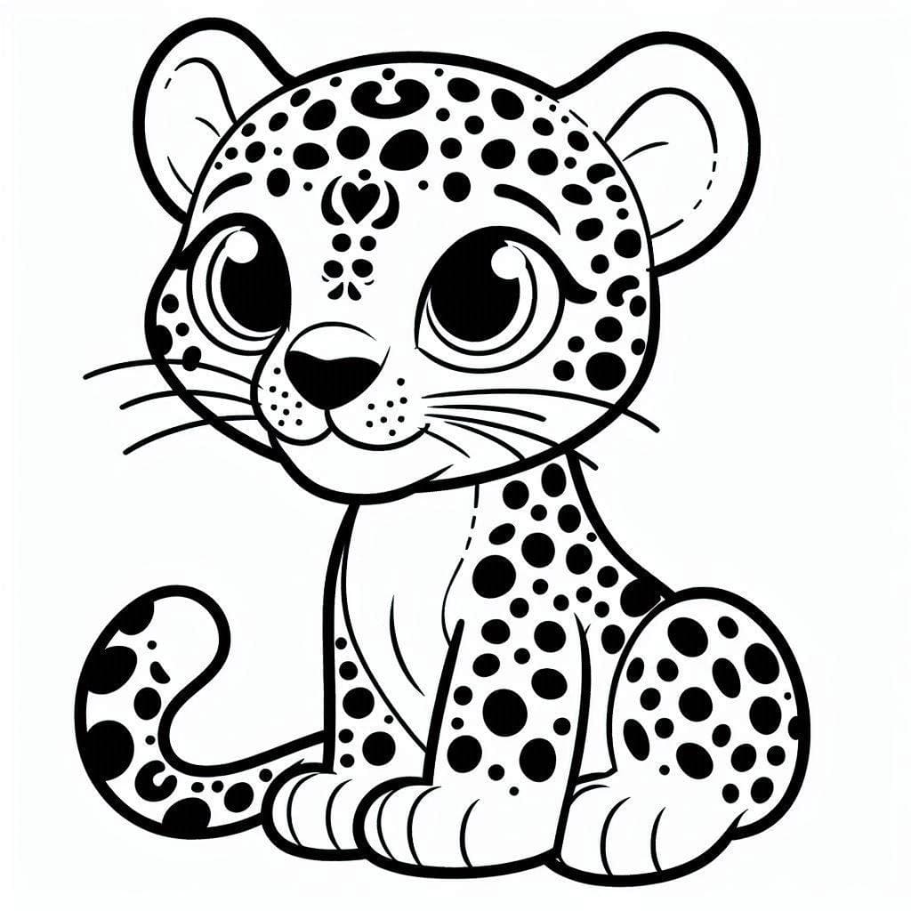 Desenho de uma Onça Muito Fofa para Colorir e Pintar