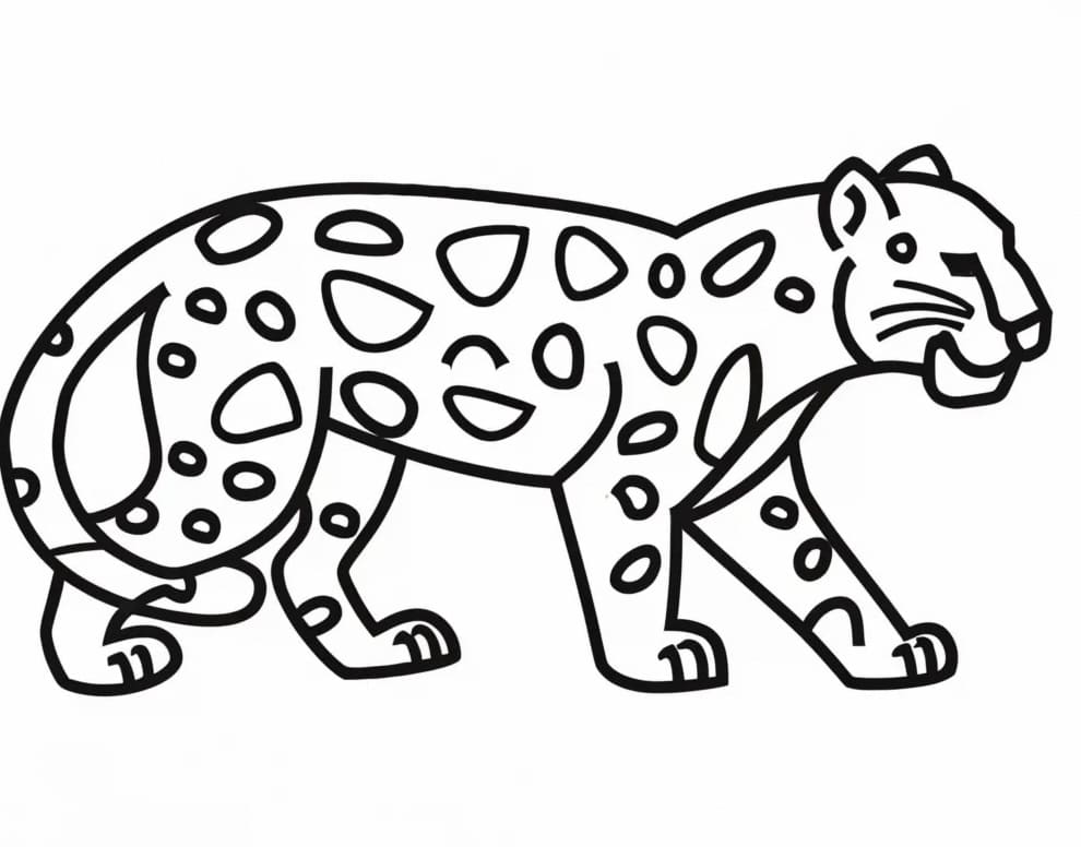 Desenho de uma Onça Simples para Colorir e Pintar