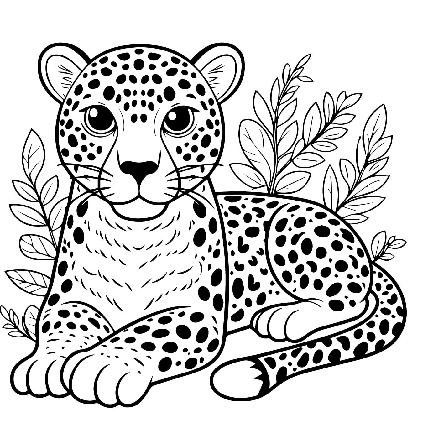 Desenho de uma Onça para Colorir e Pintar