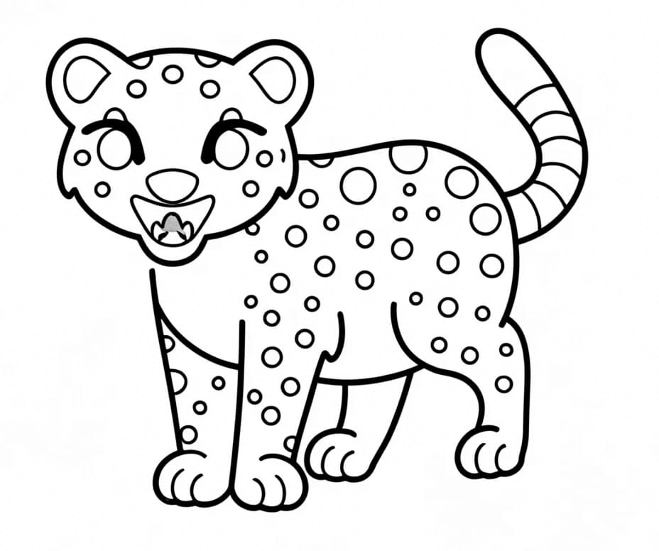 Desenho de uma Pequena Onça para Colorir e Pintar