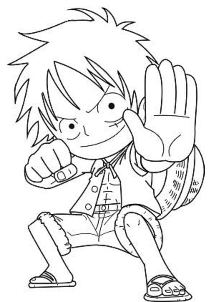 Desenho Chibi Luffy para Colorir e Pintar