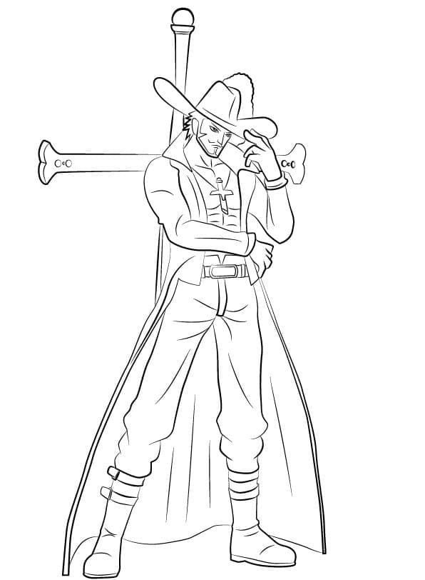 Desenho de Dracule Mihawk de One Piece para Colorir e Pintar
