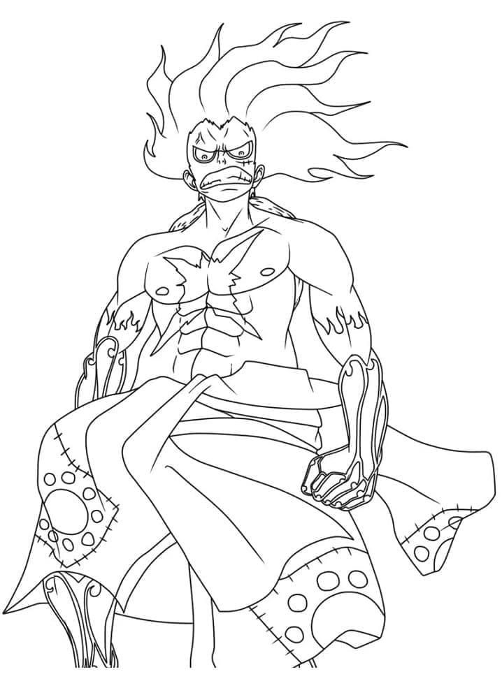 Desenho de Luffy Gear 4 para Colorir Gratuitamente e Pintar