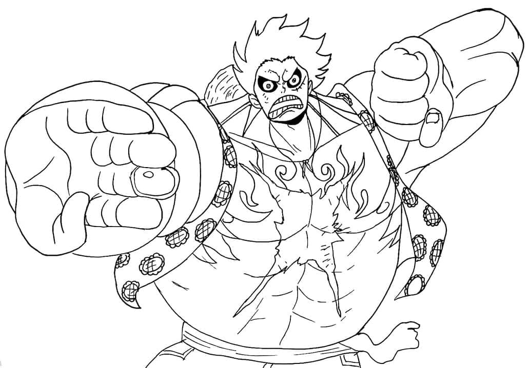 Desenho de Luffy Gear Fourth para Colorir e Pintar