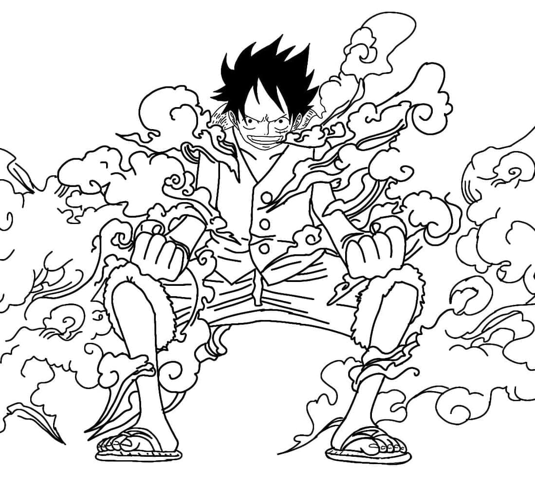 Desenho de Luffy Gear Second para Colorir e Pintar