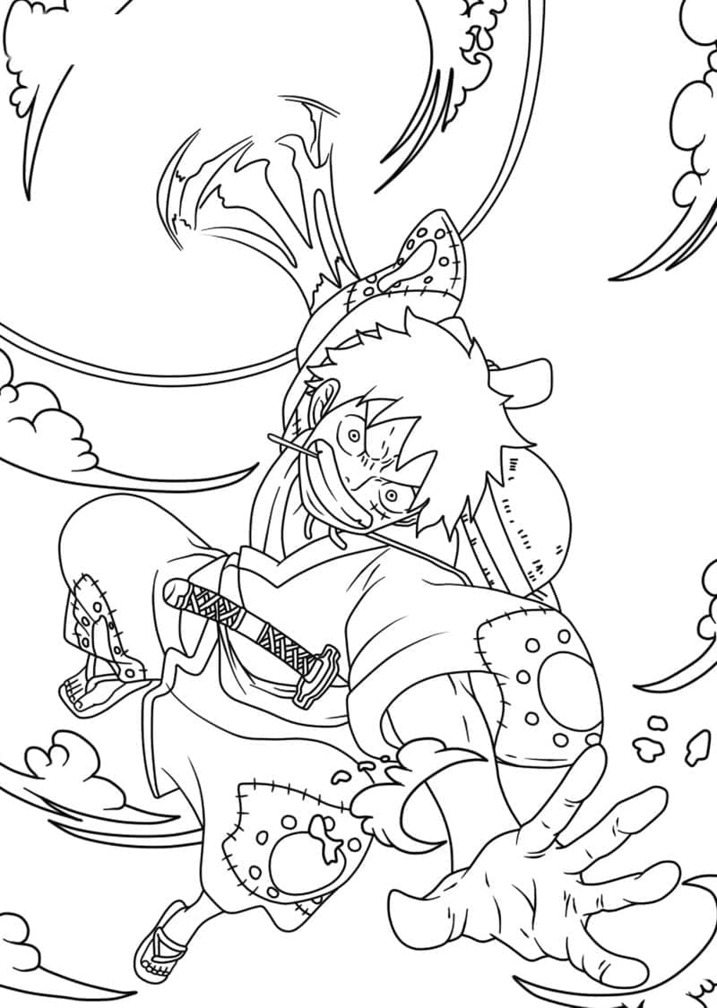 Desenho de Luffy Irritado para Colorir e Pintar