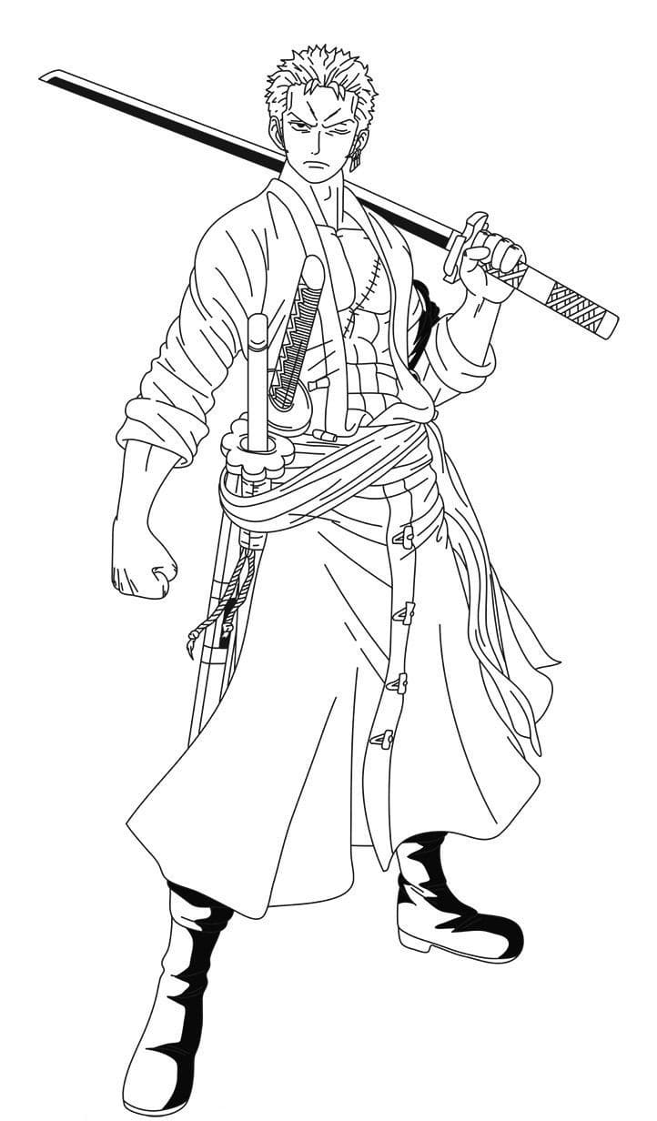 Desenho de Roronoa Zoro One Piece para Colorir e Pintar