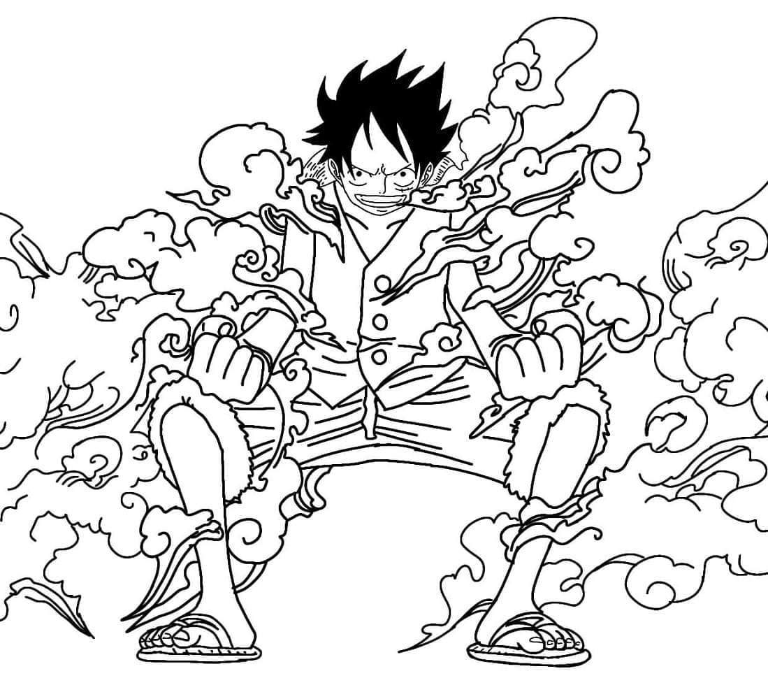 Desenho Grátis de Luffy Gear para Pintar