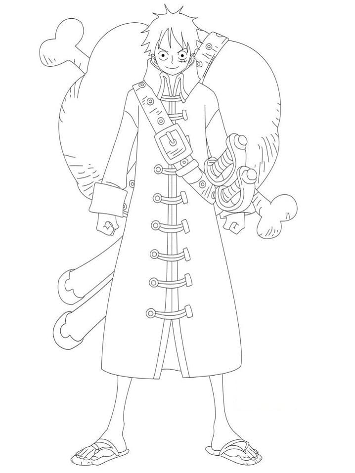 Desenho Imprimivel de Monkey D Luffy para Colorir e Pintar