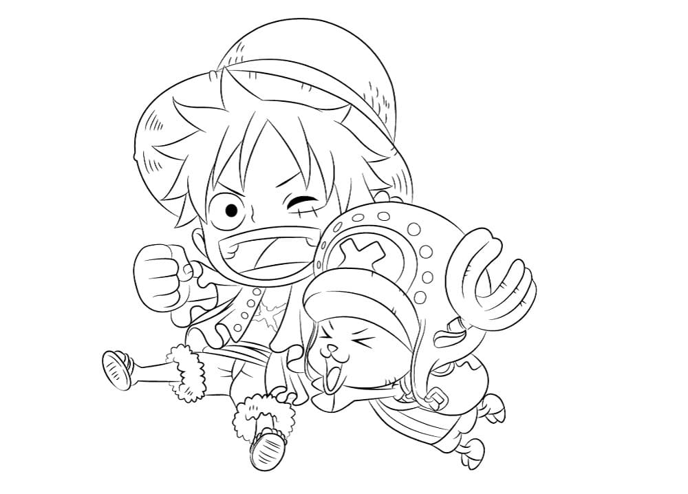 Desenho Luffy e Chopper para Colorir e Pintar