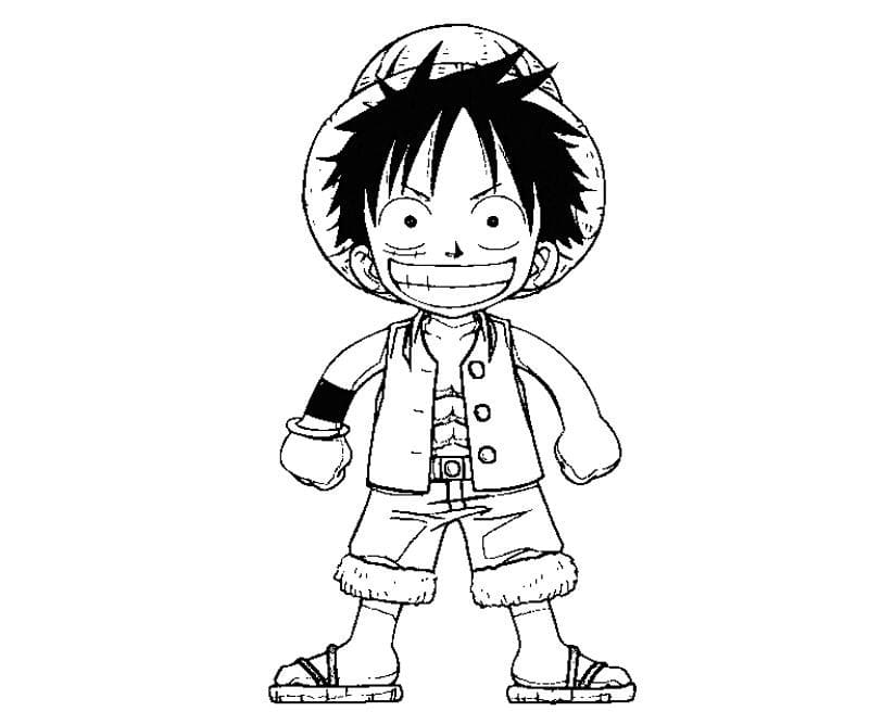 Desenho Luffy Fofo para Colorir e Pintar