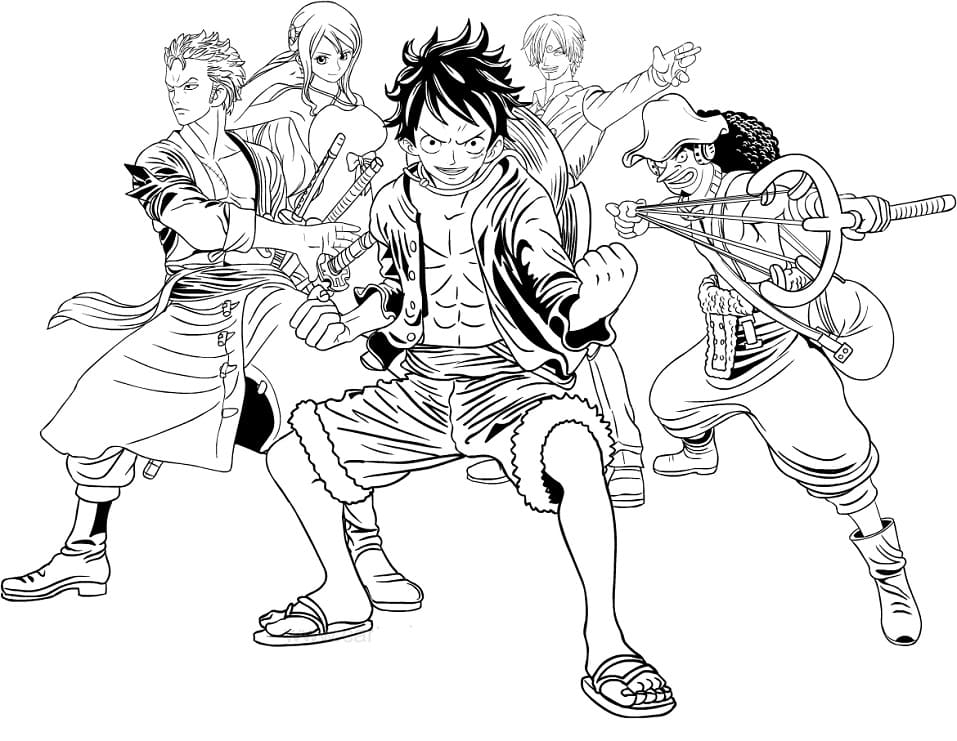 Desenho Pdf dos Personagens de One Piece para Colorir e Pintar