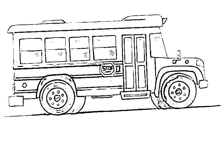 Desenho de Imprimivel Ônibus Escolar para Crianças para Colorir e Pintar