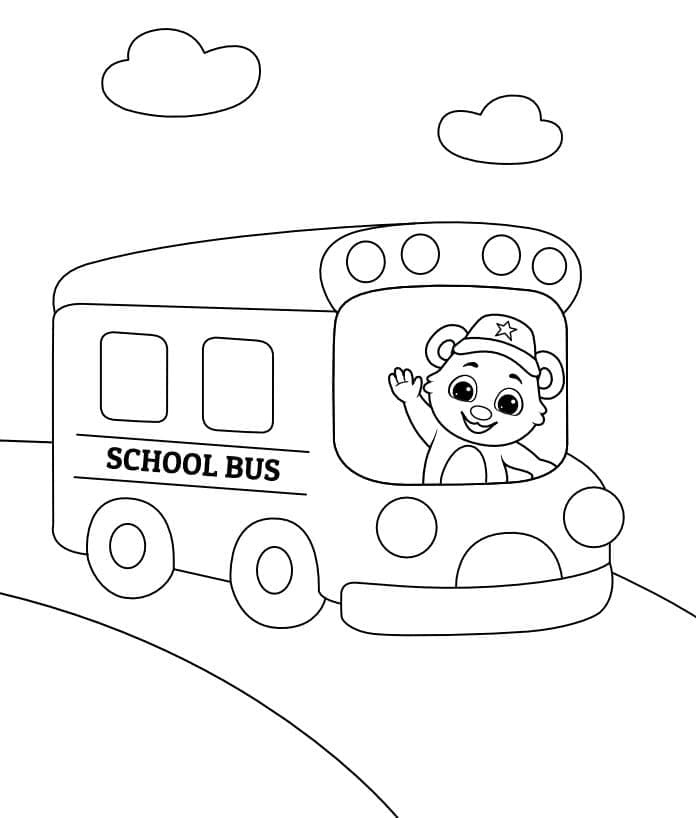Desenho de Lindo Ônibus Escolar para Colorir e Pintar