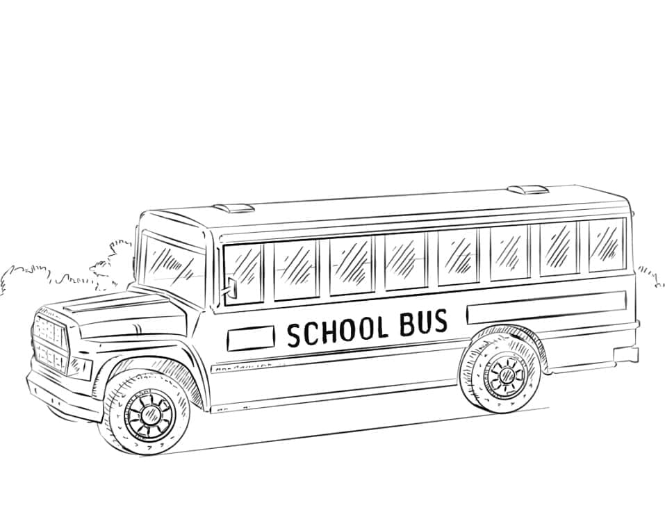 Desenho de Ônibus Escolar Clássico para Colorir e Pintar