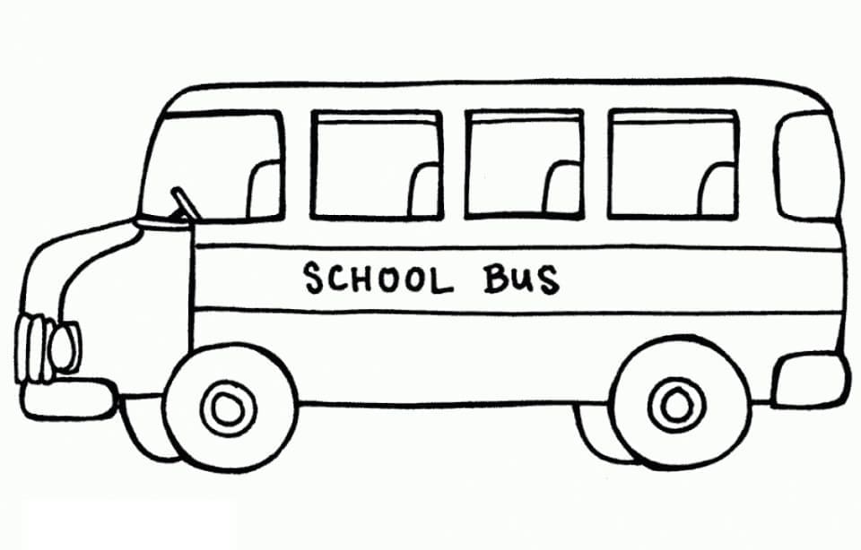 Desenho de Ônibus Escolar para Crianças para Colorir e Pintar